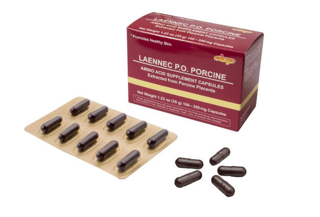 Laennec PO Porcine Placental Capsules - 100 capsules/box - 10-15